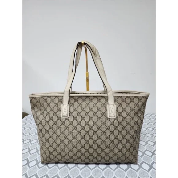 Authentic Gucci GG Supreme Tote Bag Brown/Off-White - Picture 3 of 16